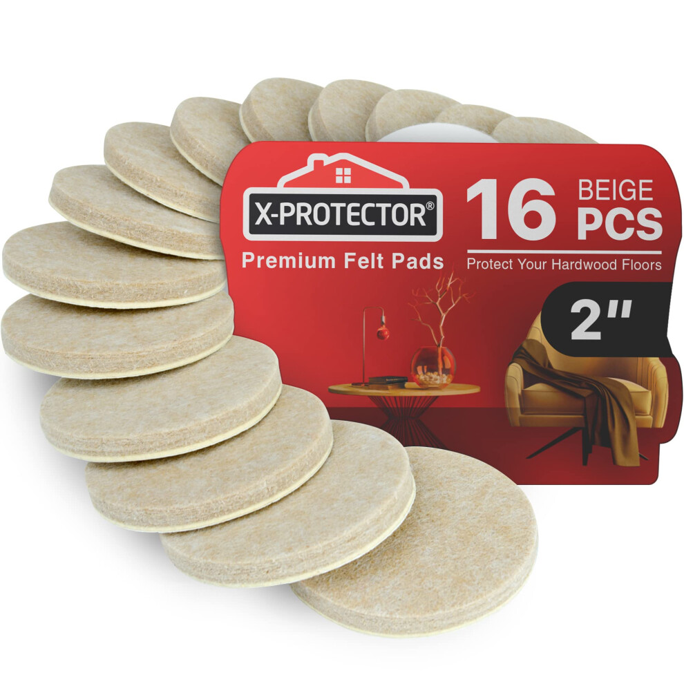 16 Heavy-Duty Felt Furniture Pads 21/4Thick X-Protector! Round Felt Pads For Furniture Feet - The Best Felt Floor Protectors For Furniture To Prevent 5060664331778
