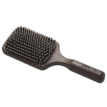Ibiza Hair Detangling Paddle Brush (CX6) | 100% Boar Bristles with Ball-Tipped Quills for a Polished, Shiny Look | Durable Carbonized Wood | Ideal for