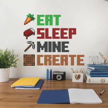 RoomMates RMK5007SCS Wandaufkleber mit Zitat    Minecraft Eat Sleep Mine Create   , zum Abziehen und Aufkleben