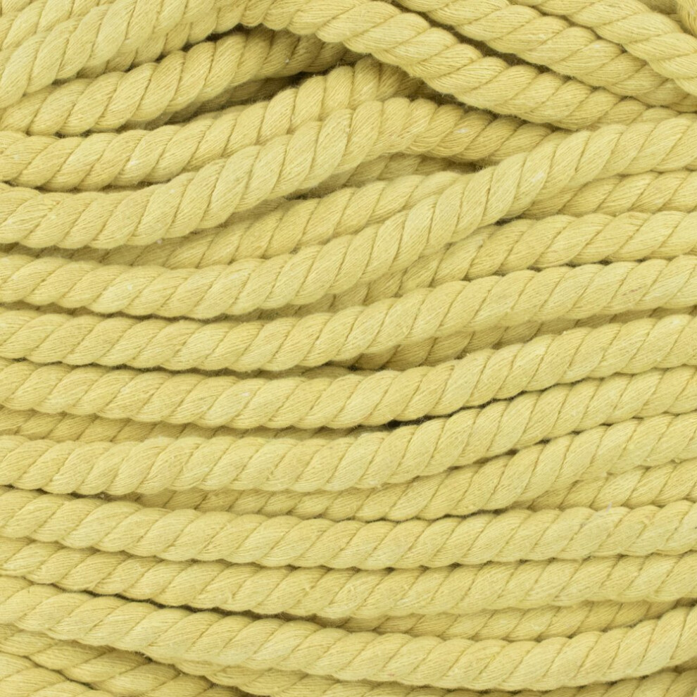 Natural Twisted Cotton Rope - Soft But Strong - Assorted Colors - 1/2 Inch Diameter (Yellow  25 Feet)-image-OPC-PGFPBJY-NEW