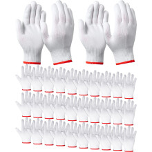 SATINIOR 36 paar handwerkhandschoenen witte katoenen voeringen veiligheid werk BBQ-handschoenen voeringen heren dames katoenen handbescherming (rode