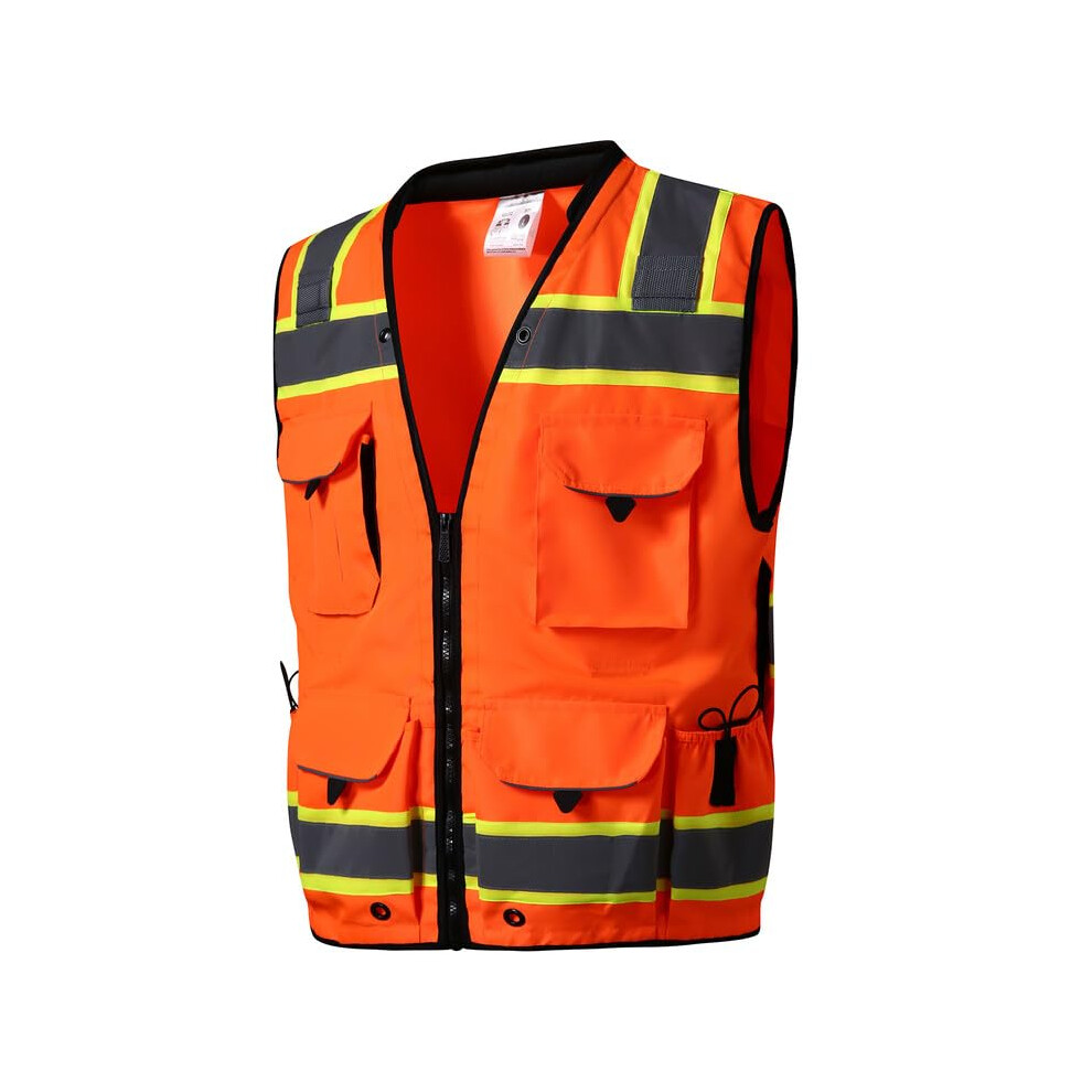 Sksafety 12 Pockets Professional Level Safety Vest Class 2 High Visibility Vest Ansi/Isea 810131535926