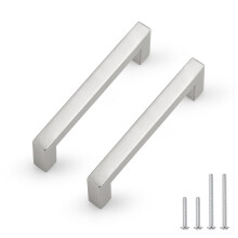 Probrico 20 Pack Hole Centers 4inch Brushed Satin Nickel Cabinet Handles Stainless Steel Kitchen Drawer Pulls Square Corner Bar Dresser Pull Hand