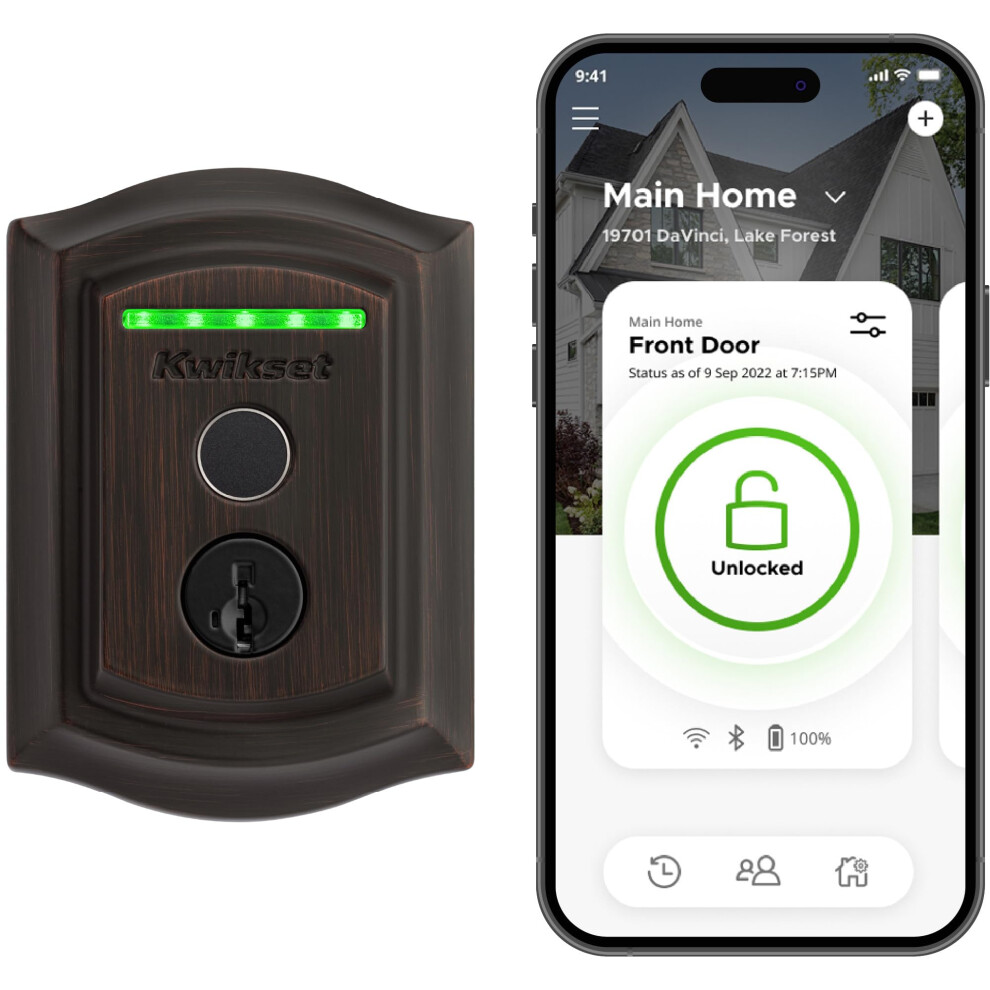 Photos - Door Lock Kwikset Halo Touch Fingerprint Wi-Fi Smart Lock Keyless Entry Door Low Profile Deadbolt Geofence Auto-Unlock Grade AAA Certi