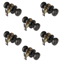 NCSEN 6-pack matzwarte deurknoppen binnendeurknop met slot kuststijl deurknop voor privacy en slaapkamer (bad of privacy)