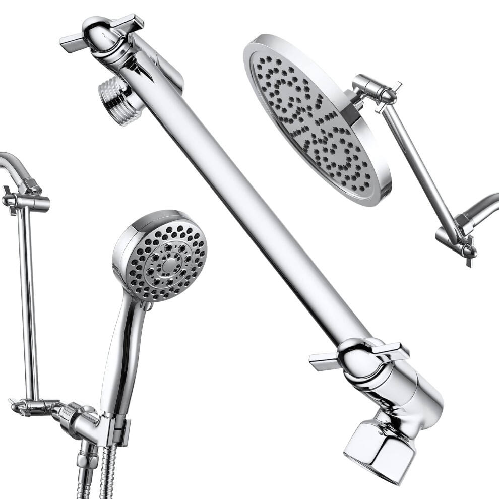 Chrome Shower Head Extension 10 Inch Solid Brass Shower Extension Arm With Durable Anti-Leak Lock Joints Adjustable Shower Head Extension Arm 6901795181292