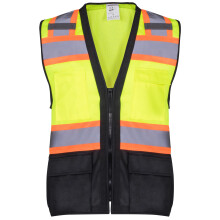 ProtectX 6-Pocket Class 2 High Visibility Safety Vest for Men Women Reflective Vest with Zipper Front & Mesh Back Hi Vis Vest for Work & Constructi
