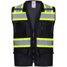 ProtectX 6-Pocket Class 2 High Visibility Safety Vest for Men Women Reflective Vest with Zipper Front & Solid Back Hi Vis Vest for Work & Construct