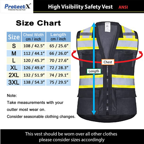Protectx 3-pack Hi-Visibilite Solid Front Mesh Back Senalisation Veteau avec 6 poches Cte de fermeture a fermeture eclair Leger Tissu fluorescen 1