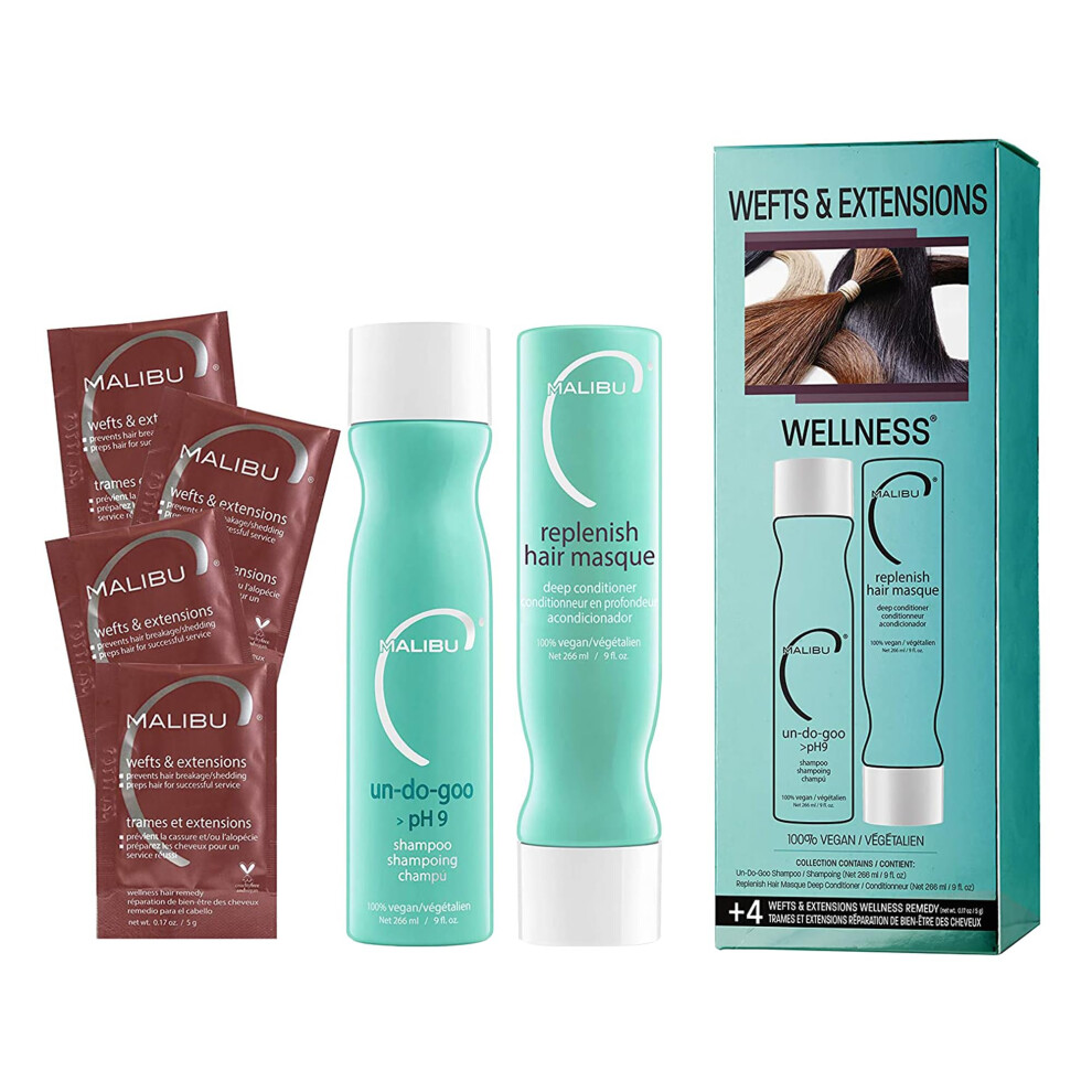 Malibu C Wefts and Extensions Wellness Hair Collection - Hair Care for Extensions and Wefts Maintenance - Reduces Breakage for Natural-Looking Extensi