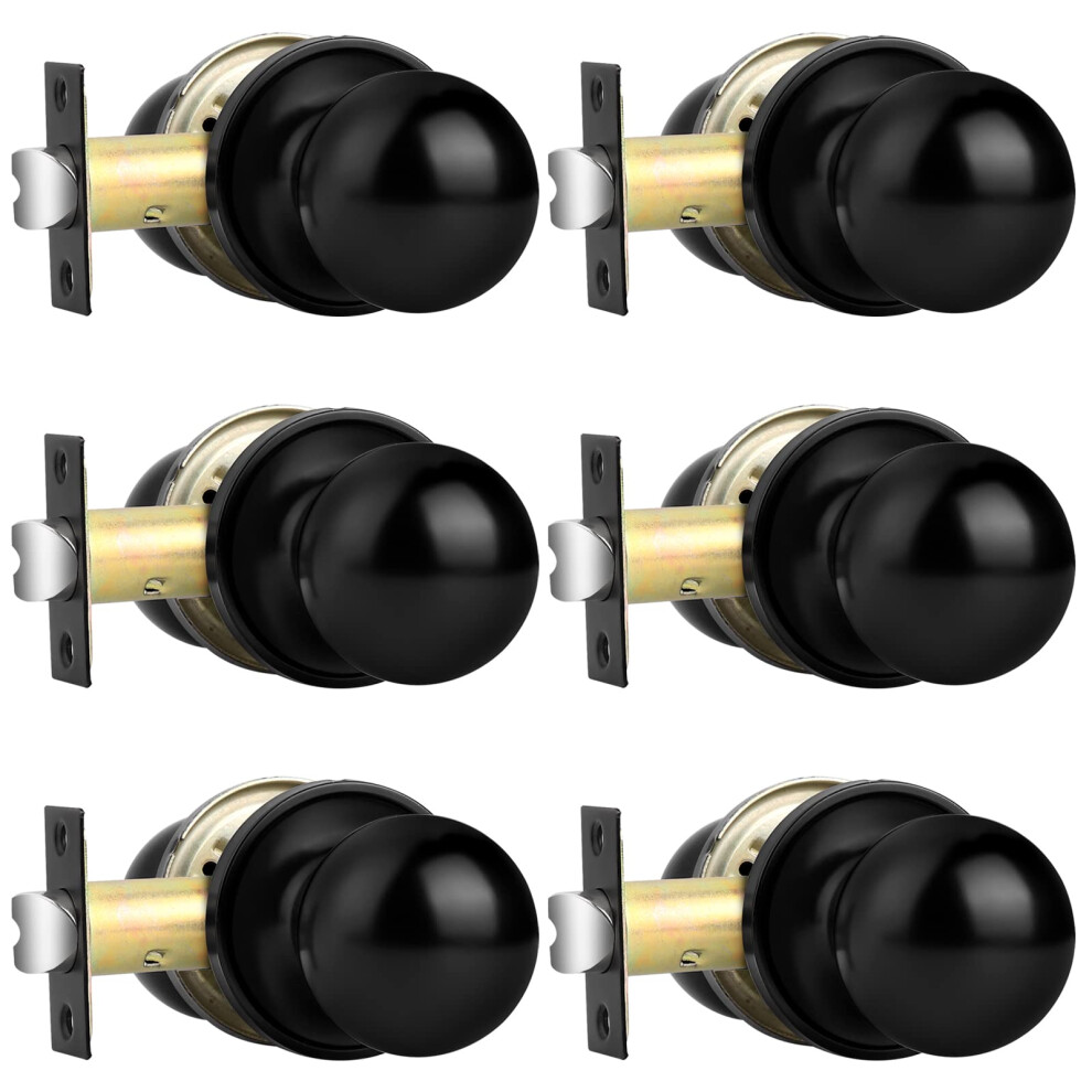 Probrico Passage Door Knobs Handle For Hall Or Closet Round Interior Door Knobs Lock 6 Pack 713965542552