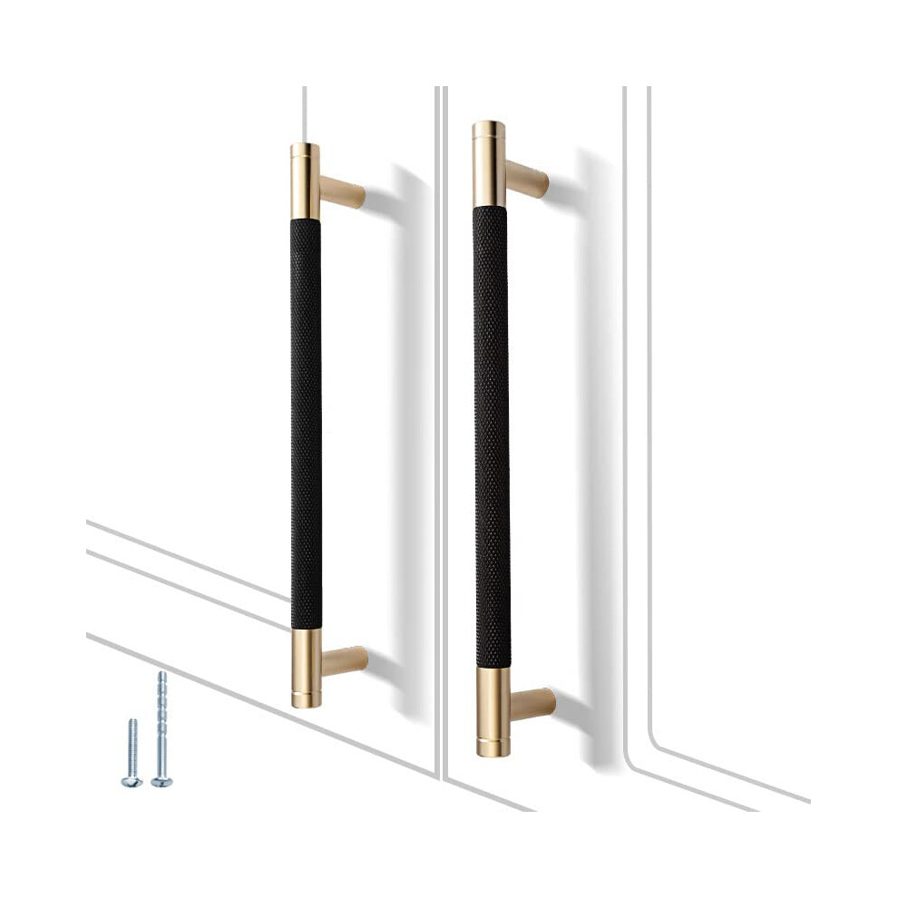 Guoharda Gold/Black 2 Pack 7 1/2 Inch 192 Mm Knurled Cabinet Handles Cabinet Pulls Aluminum Handles Pulls And Oxidation Finish With Diamond Pattern 8.