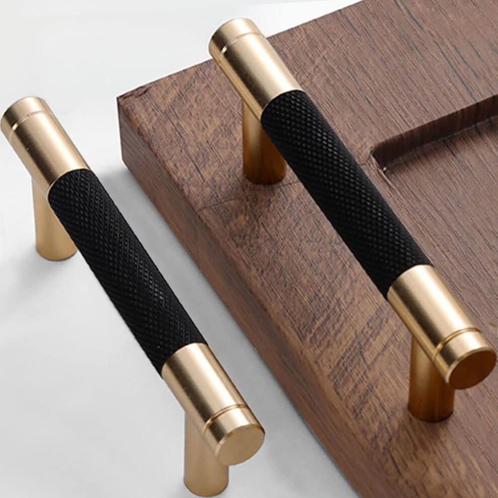 Gutuwellea 50 Pack 3 Inch 76 mm Knurled Cabinet Handles Cabinet Pulls Aluminum Handles Knurled Drawer Pulls Gold and Black Oxidation Finish with Diamo-image-OPC-PGFPDP8-NEW
