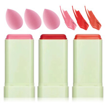 3PCS Blush Stick for Cheeks Multi-use Solid Matte Makeup Stick Blush Cream for Cheek Eyes and Lips Tint Moisturizing Tinted Cream Blush Natural Blend