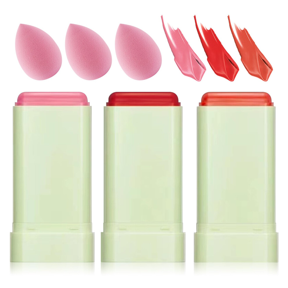 Pppanyidi Cream 3Pcs Blush Stick For Cheeks Multi-Use Solid Matte Makeup Stick Blush For Cheek Eyes And Lips Tint Moisturizing Tinted Blush Natural Blenda