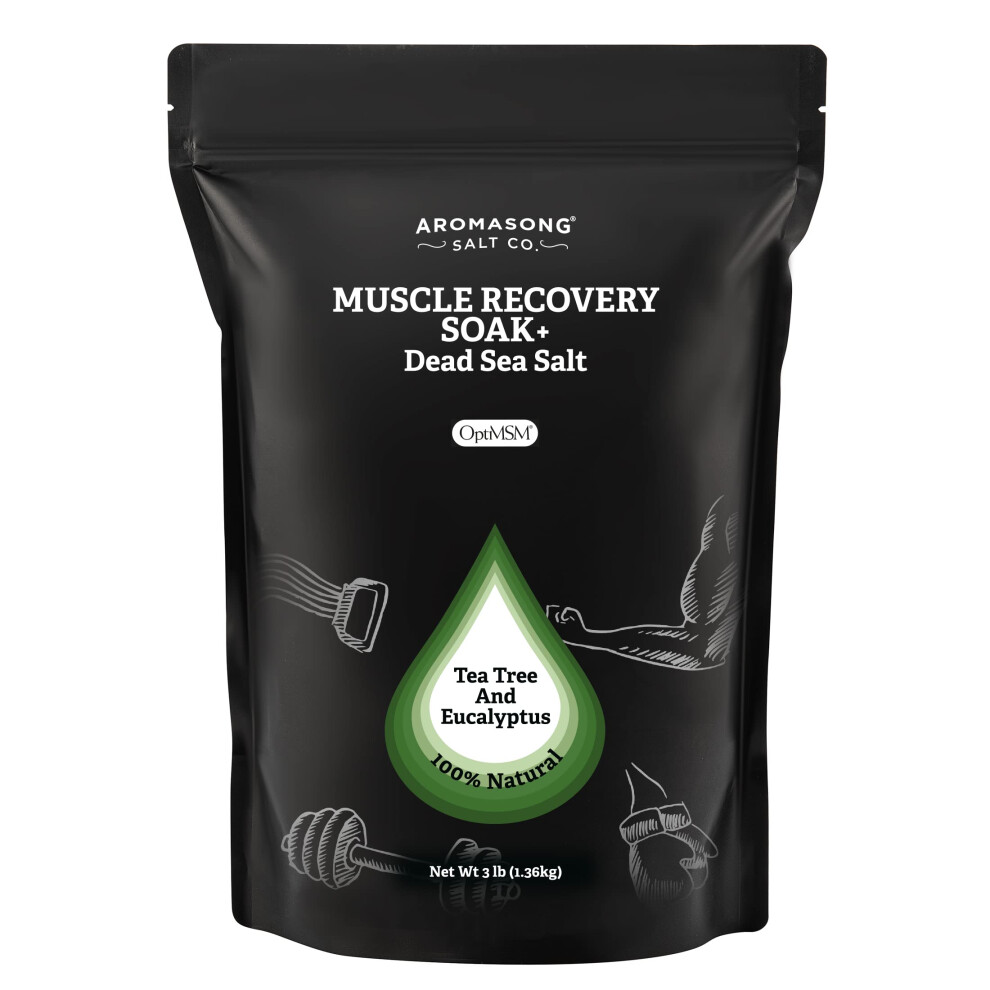Aromasong Muscle Recovery Bath Soak 3 Lb - Natural Bath Salt With Dead Sea Salt Pure Msm Magnesium Flakes & Essential Oils For Post Workout Soreness