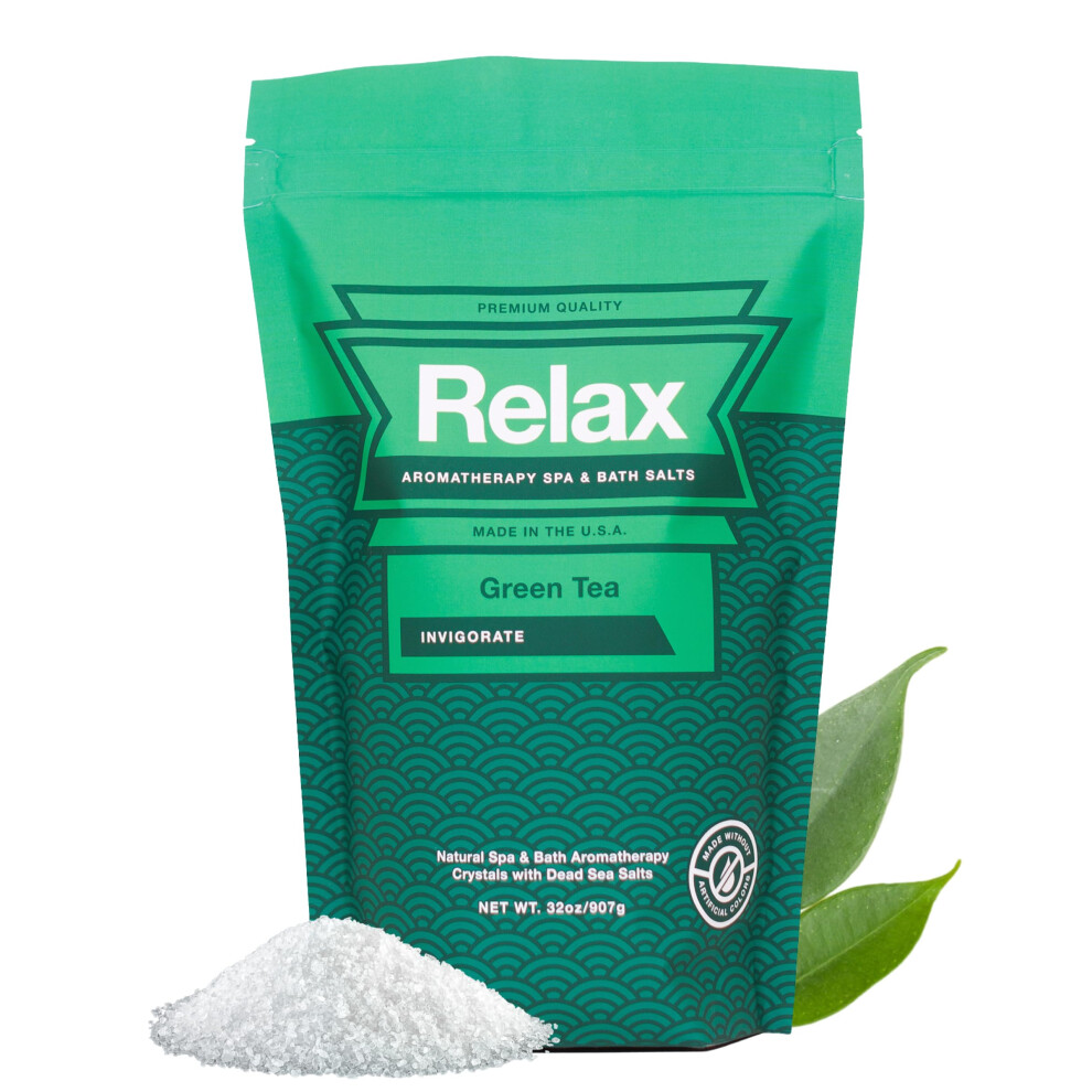 Relax Spa & Bath Green Epsom & Dead Sea Salts Aromatherapy Bath Salts For Hot Tub Bath Or Spa Infused With Magnesium Tea Scent