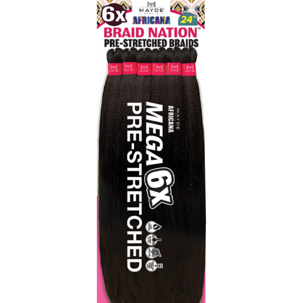 Mayde Beauty Synthetic Braid - 6X Braid Nation 24"""" (2 Dark Brown)