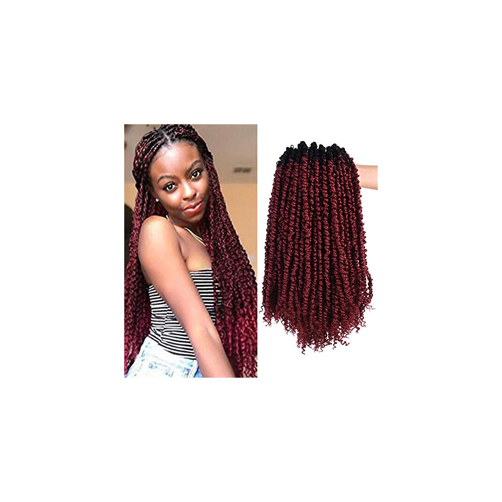 Silike Passion Twist Crochet Hair 18Inch 6Packs Pre-Twisted Synthetic Long Curls 12 Roots Braiding Hair Extensions For Women (18 Inch Ombre Bug)