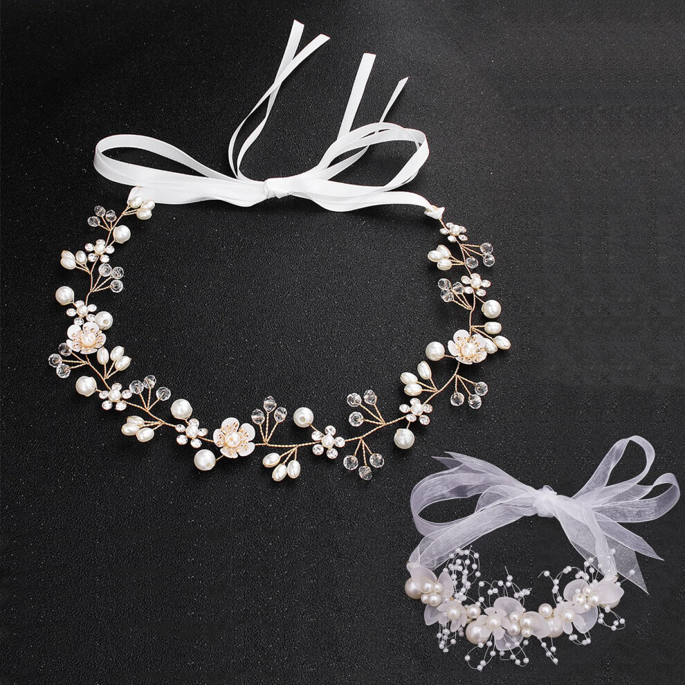 Delphinus Accessoires De Cheveux Et Bracelets De Mariage Accessoire De Cheveux Et Bracelets De Demoiselle D'honneur Bandeau Floral Blanc Bandeau De Ma-image