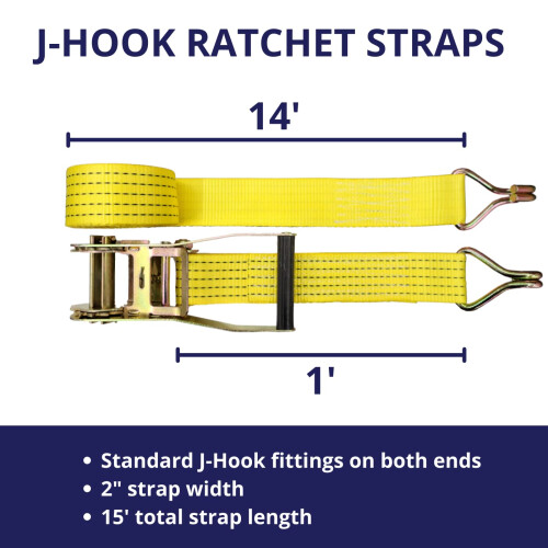 6 Pack 2 """" X15 'Ratchet Rem Bind 5000 lb J Hook 1