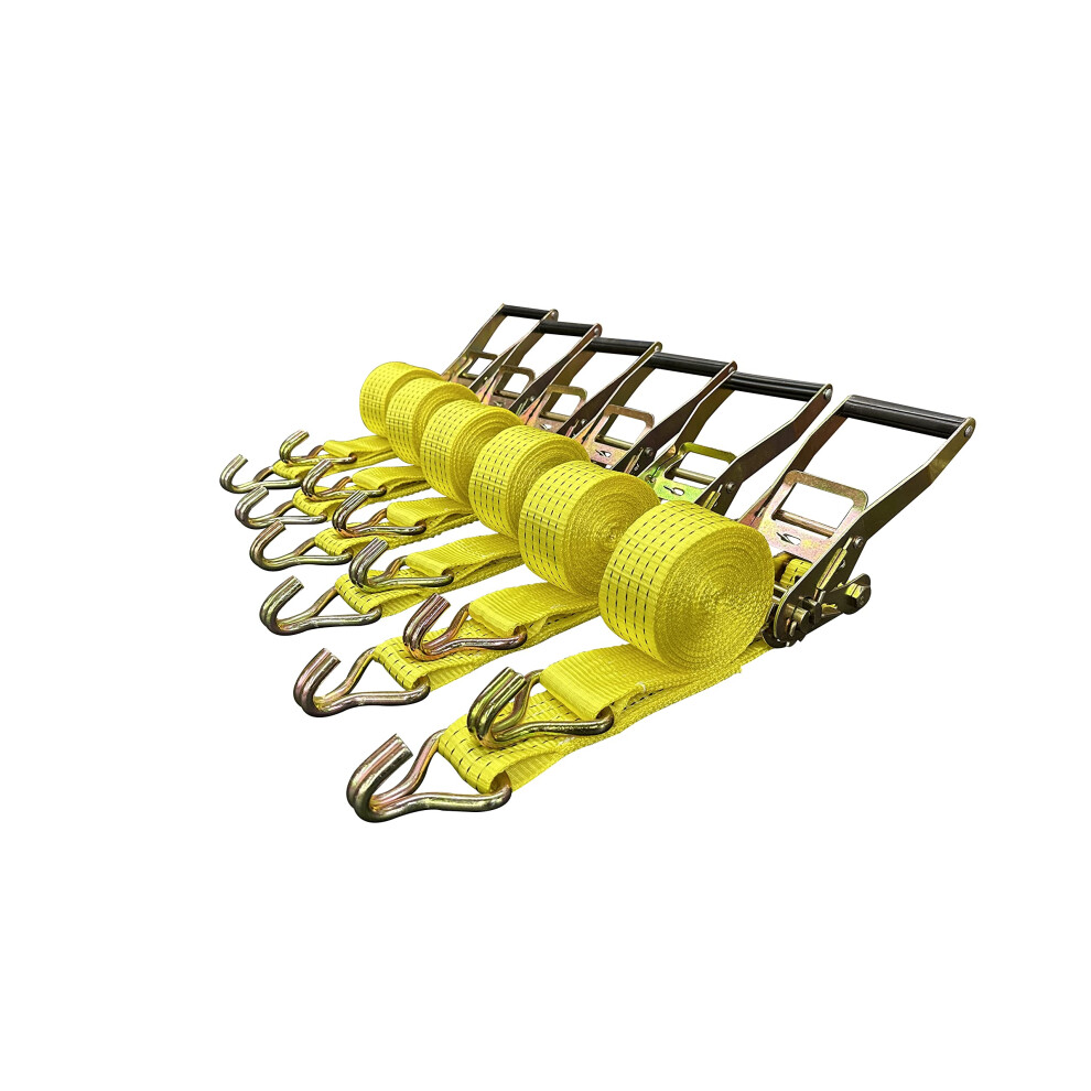 6 Pack 2"""" X15' Ratchet Strap Tie Down 5000Lb J Hook 743970269472