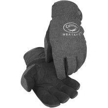 Caiman Deerskin Leather Palm Winter Work Gloves Fleece Back Heatrac Insulation Touchscreen Compatible Black Large (2396-5)