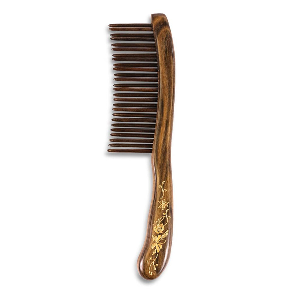 Tan Mujiang Wooden Hair Comb Wide-Tooth Inserted Teeth For Women Curly Hair (Cqcgb0302)