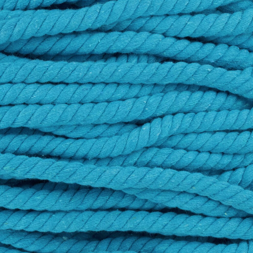 Natural Twisted Cotton Rope - Soft But Strong - Assorted Colors - 1/2 Inch Diameter (Cyan  10 Feet)-image-OPC-PGFPFMQ-NEW