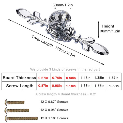 ESreake Drawer Dresser Knobs Pull Handles  12 Pack Diamond Clear Crystal Glass Decorative Knobs with Plate Cabinet Cupboard Door Knobs with Screws for 1