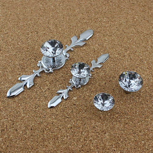 ESreake Drawer Dresser Knobs Pull Handles  12 Pack Diamond Clear Crystal Glass Decorative Knobs with Plate Cabinet Cupboard Door Knobs with Screws for 2