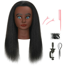 Evatec Real 100% Human Hair Mannequin Head with Table Clamp soporte para peluquera Prctica Braiding Stylin