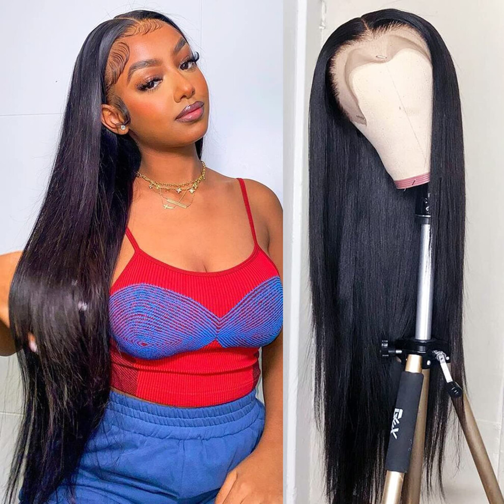 Onechuly Unisex Not,Specified Straight Lace Front Wigs Human Hair 13X4 Hd Transparent Lace Frontal Wigs 180% Density Straight Human Hair Pre Plucked With Baby Hair 24Inch Straight