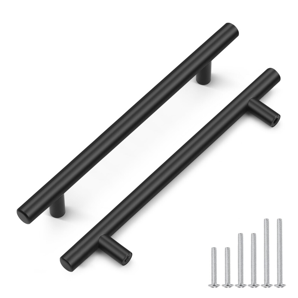 Probrico 5 Pack Hole Centers(160mm) 6.25inch Matte Black Kitchen Cabinet Handles Stainless Steel Dresser Drawer Pulls  8.8inch Length Pull Handle for-image-OPC-PGFPHFZ-NEW