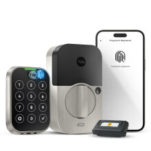 Cerradura inteligente Yale Assure Lock de dos toques, n   quel satinado, con teclado t   ctil y lector de huellas dactilares, YRD450-F-WF1-619
