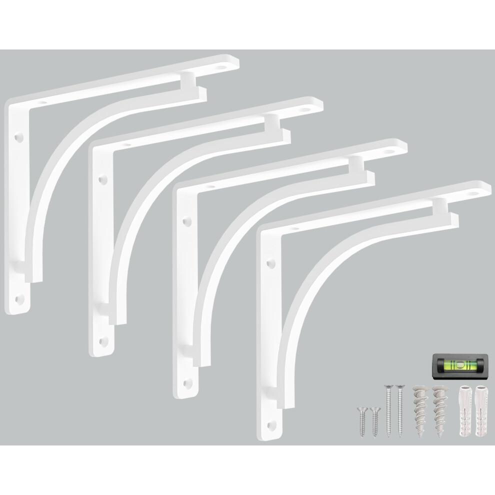 Classic Shelf Bracket Set by Balin Designs (White) for 10 inch - 12 inch Mantel Shelves L Brackets - Heavy Duty Decorative Metal Supports - Easy Insta