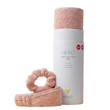 VOLO Cloud Pink Haarhandtuch Spa-Stirnband & Haargummi-Set | Ultraweiches, supersaugf   higes, schnelltrocknendes Nanoweave-Gewebe | Handtuch-Haar-