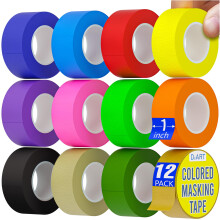 DEART Masking Tape 8 or 12 Pack 0.6 or 1 inch Colored Painters Tape for Arts & Crafts Labeling or Coding Kids Art Supplies Color Tape Rolls Craft T