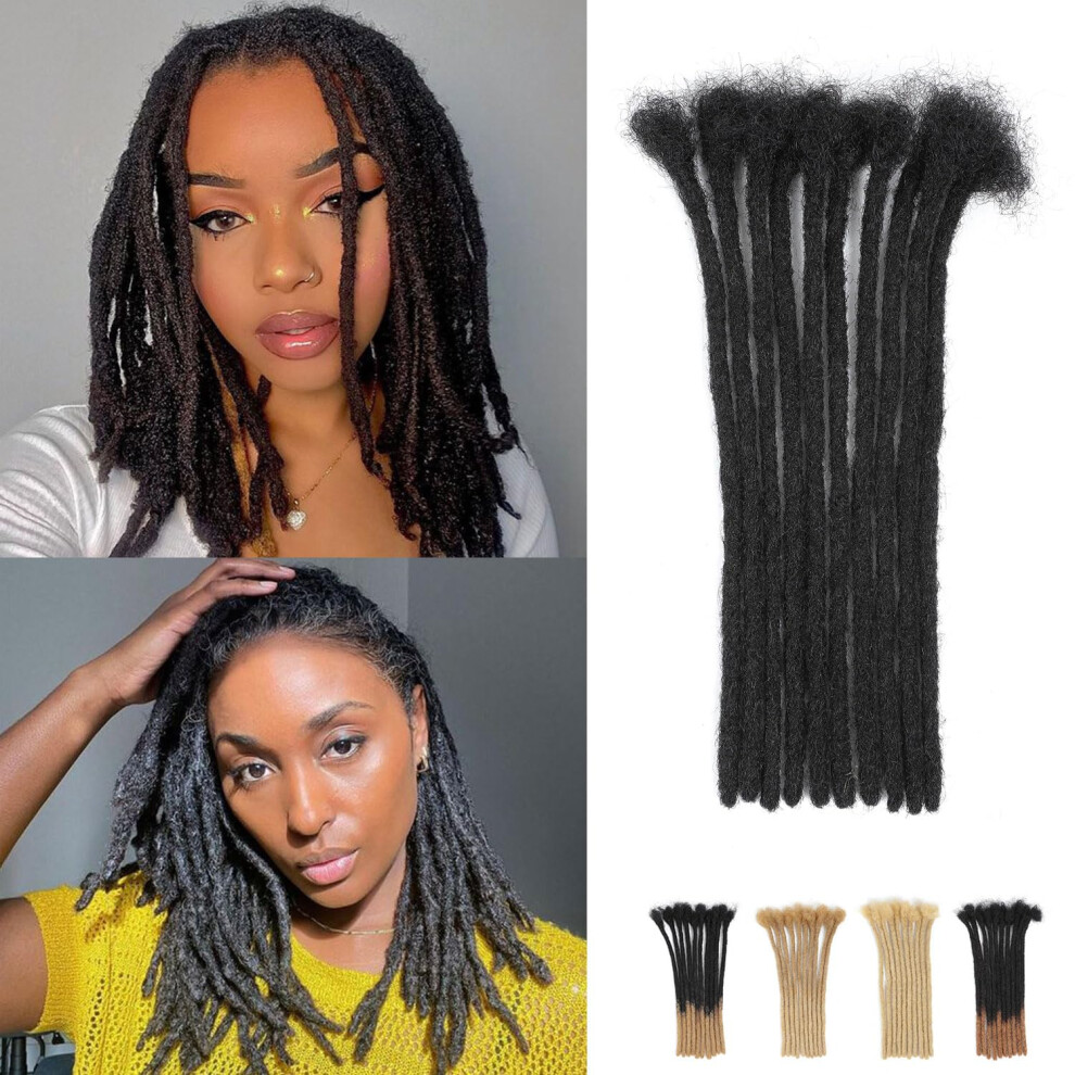 Monsenbraid 8Inch Loc Extensions Human Hair 0.6Cm 100% Real Dreadlock Extensions Human Hair Full Head Handmade Permanent Dreadlocks Extension For Men/Women(8 Inch
