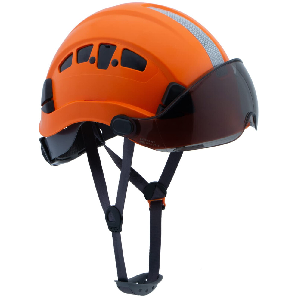 Lohaspro Men's Hard Hats Construction Safety Helmet With Visor Ansi Z89.1 Approved Osha Hardhat Vented Work Hard Hat With Chin Strap Tree Climbing Arbo