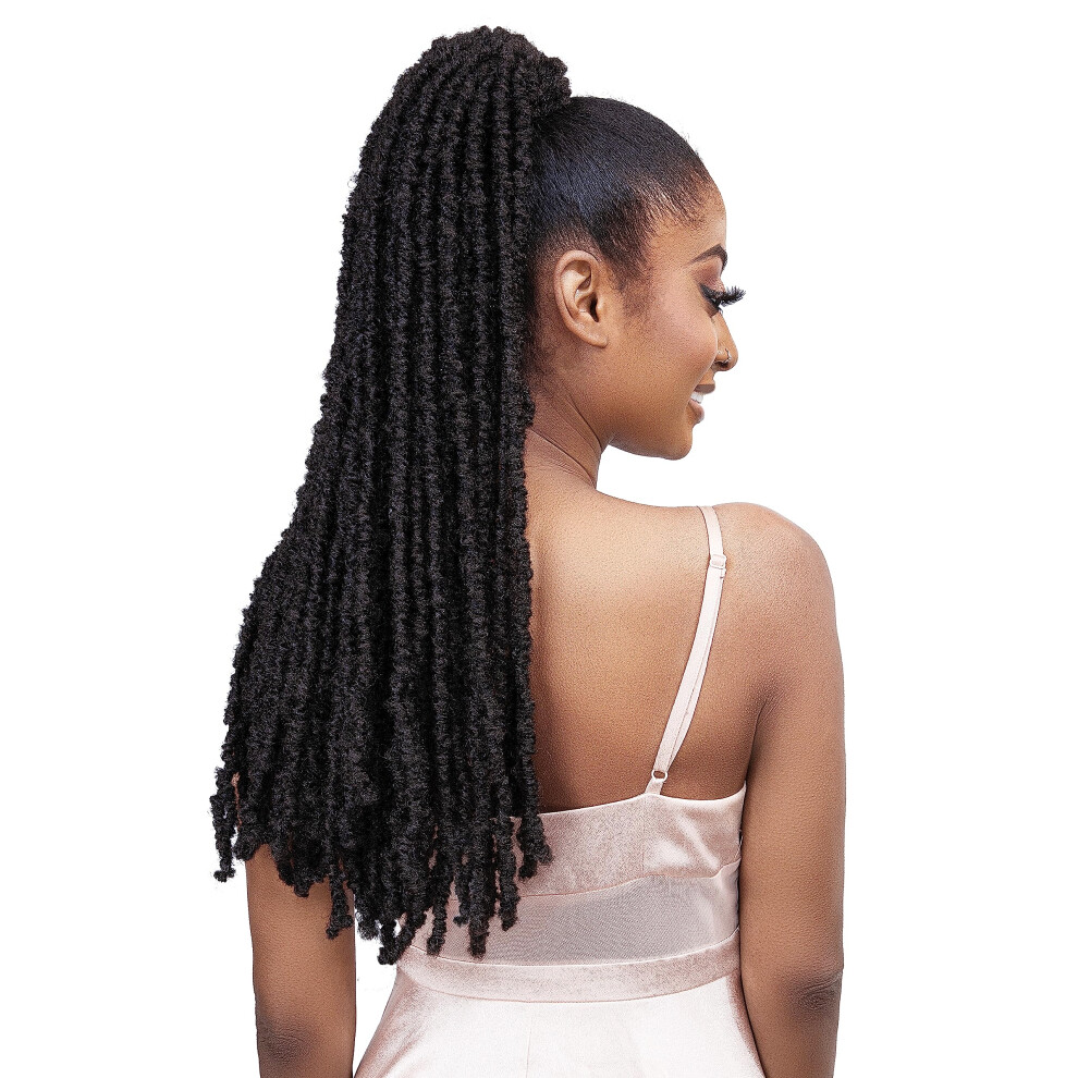 Janet Collection Unisex Not,Specified Remy Illusion - Utica Braided Drawstring Ponytail - Premium Synthetic Fiber - Human Hair Touch - Loc & Twist (F1b/30)
