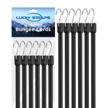 Cordons lastiques en caoutchouc de 24 pouces, sangles lastiques noires robustes pour l'extrieur avec crochets amliors, sangles de bche rsi