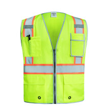 SKSAFETY 10 taskua turvaliivi Luokka 2 Näkyvyysturvallinen vetoketjulla Kaksipuolinen mesh Hi Vis -liivi heijastinnauhoilla ANSI/ISEA Standard Constr