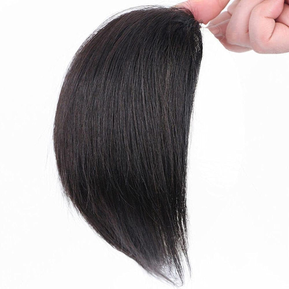 Jinshining Unisex Black Invisible Human Hair Toppers For Women Seamless Clip In Hair Extension Hair Piece Short Fake Fringe Hair Lining Of Hair Top Hairpieces Hair Exte