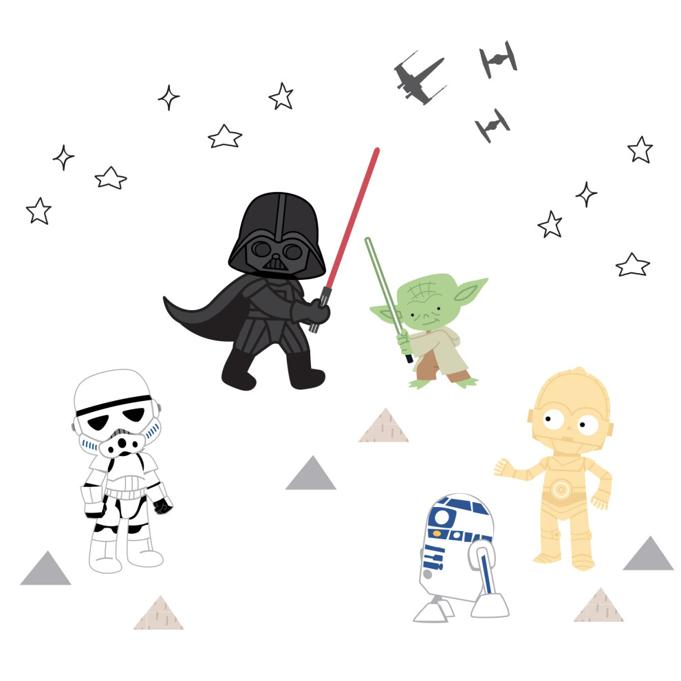 Star Wars Classic Wall Decals - Yoda Darth Vader R2-D2 C-3Po Lambs & Ivy