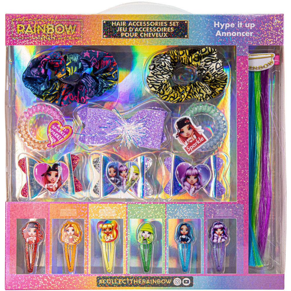 Townley Girl Rainbow High - Hair Accessories Set |Gift For Kids Teens Girls| Ages 3+ (15 Pcs) Including Hair Bow Hair Extension Scrunchies Hair Cli