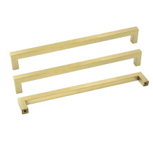 Goldenwarm Gold kabinet tr?kker k?kkenskabsd?rh?ndtag - LSJ12GD256 skuffe i b?rstet messing tr?kker 10 tommer hul centers Moderne firkantede skab