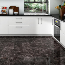 WESTICK Azulejos de piso de mαrmol negro impermeables para baρo, azulejos de mαrmol para cocina, bricolaje, suelos de vinilo, baldosas autoadhesi