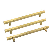 Goldenwarm LS1212GD192 - Tiradores cuadrados de latσn cepillado para gabinetes de cocina, tiradores para cajones de 7,5 pulgadas, barra en T cuad