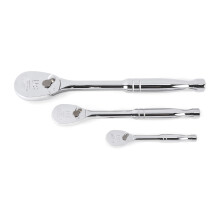 GEARWRENCH 3 Piece 1/4"""" 3/8"""" & 1/2"""" Drive 84 Tooth Full Polish Teardrop Ratchet Set - 81206A-07